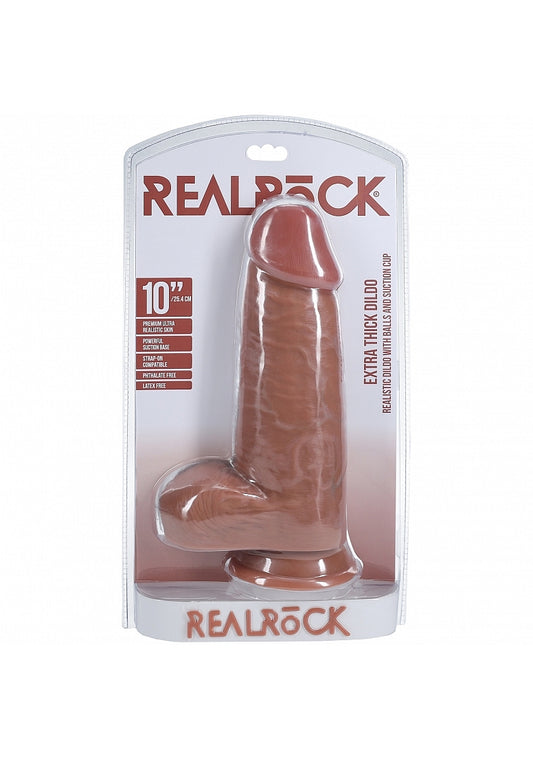 Shots Toys | REALROCK Realistic Extra Thick Dildo with Balls - 10" / 25.4cm - Tan