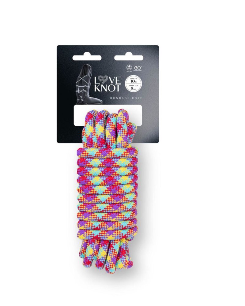Excellent Power | Love Knot 10m 8mm Thick Polyester Rope - Bright Rainbow