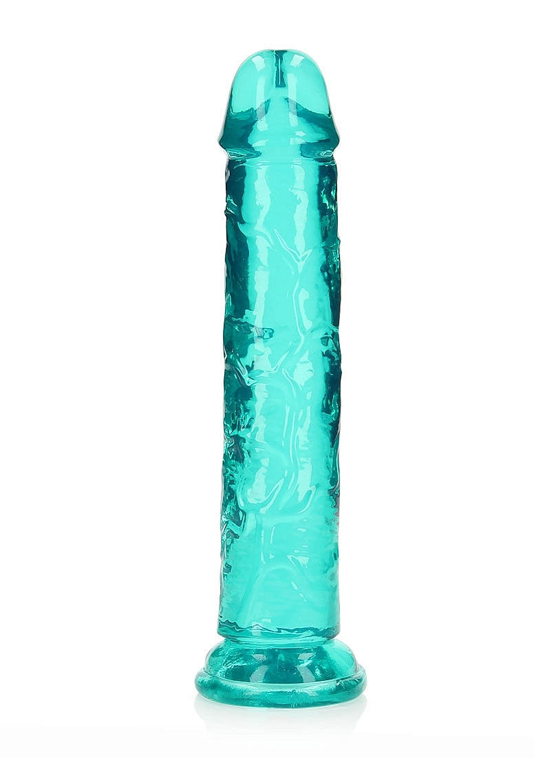 Shots Toys | REALROCK Crystal Clear 8" Straight Dildo No Balls - Turquoise
