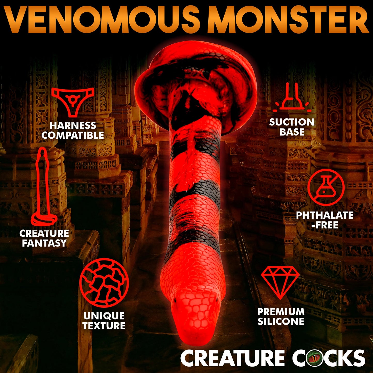 Creature Cocks King Cobra - Large 14" Long Silicone Dong