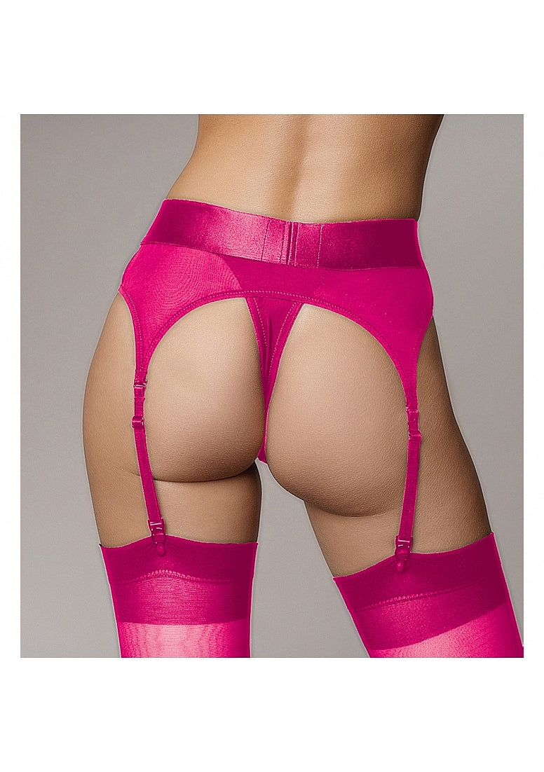 Shots Toys | OUCH! Vibrating Strap-On Thong with Adjustable Garters - Pink - Size XS/S
