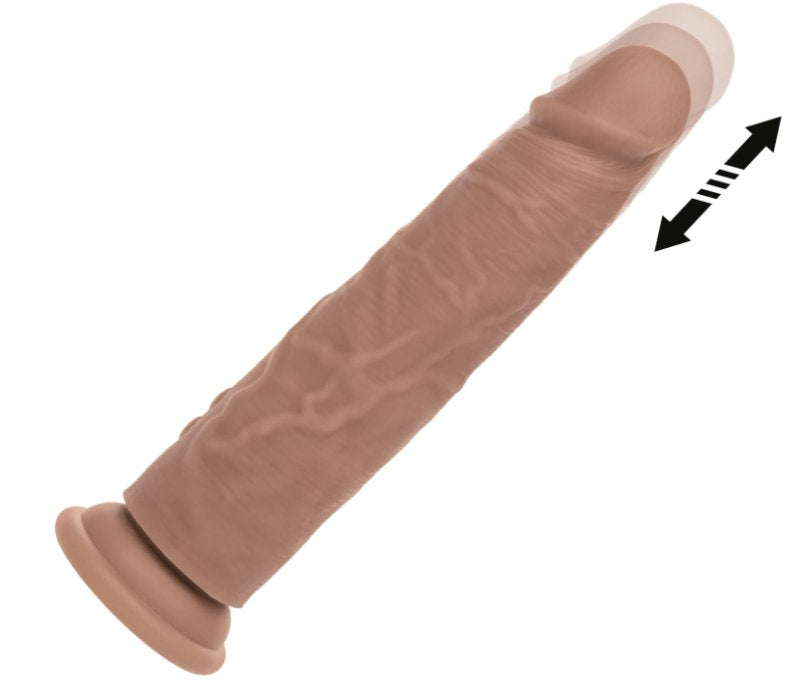 CalExotics Rechargeable Vibrating & Thrusting Silicone Studs Dildo 6.5"/16.5cm - Brown