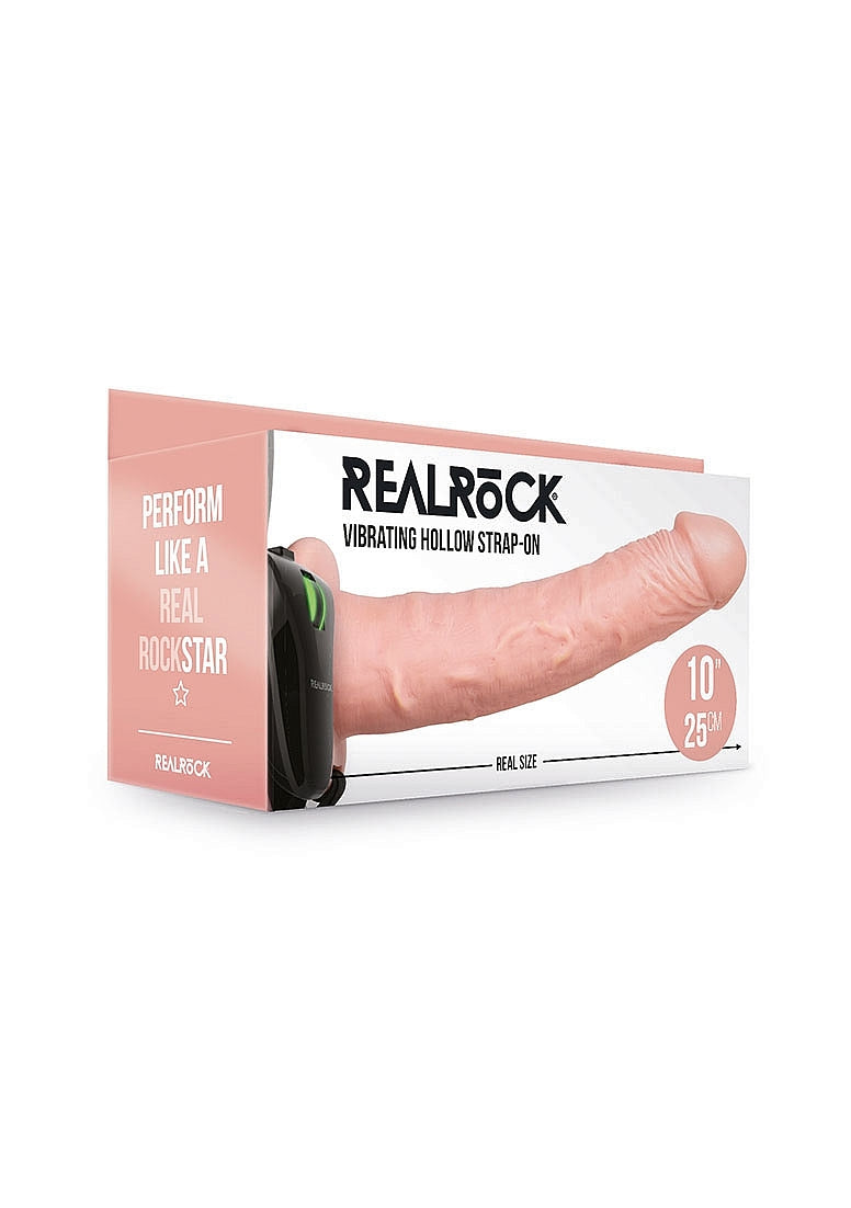 Shots Toys | REALROCK Vibrating Hollow Strap-On - 10" / 24.5cm Flesh