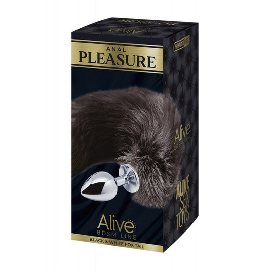 Adrien Lastic Alive Black and White Fox Tail Plug - S