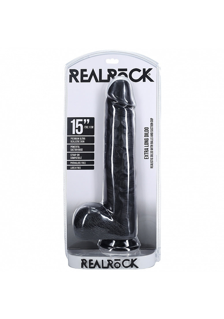 Shots Toys | REALROCK - Realistic Extra Long Dildo with Balls 15" / 38.1cm - Black