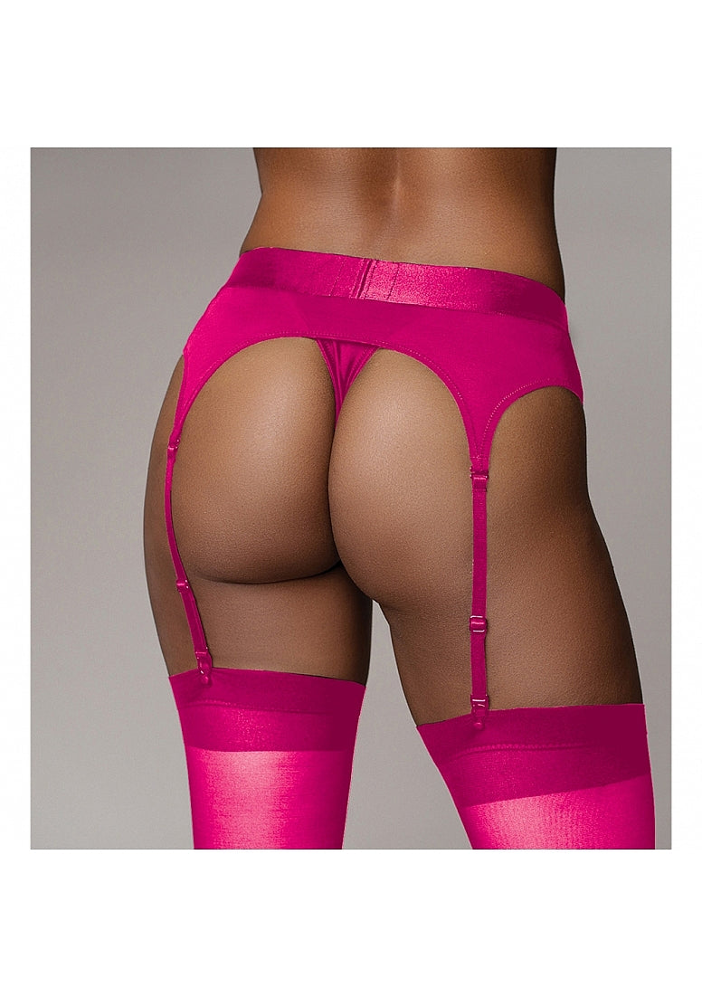 Shots Toys | OUCH! Vibrating Strap-On Thong with Adjustable Garters - Pink - Size M/L