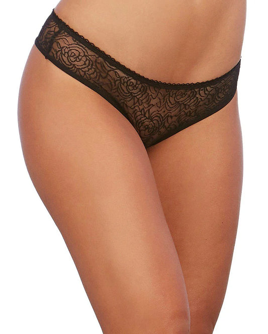 Dreamgirl Ruffle Back Crotchless Panty Black/Pink/Red Size S/M/L