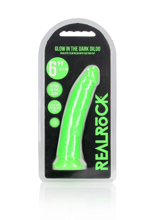 Shots Toys | REALROCK 15.5cm Slim Glow in the Dark Neon - Green (6") Dildo Dong