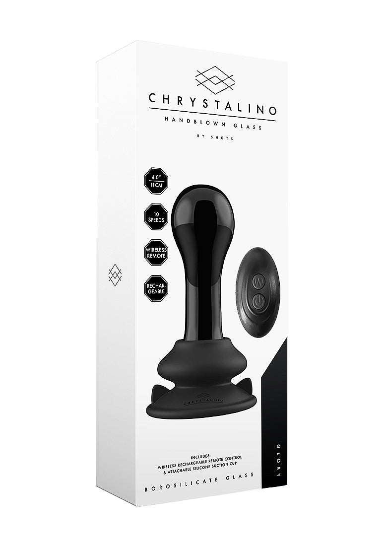 Shots Toys | Globy - Glass Vibrator With Suction Cup and Remote - Black