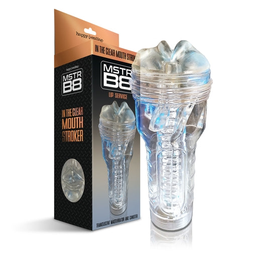 Global Novelties | Happy Ending MSTR B8 In the Clear Mouth Stroker, Lip Service Canister