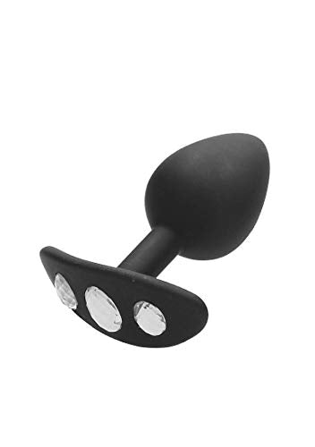 Shots Toys | OUCH! Large Diamond Butt Plug With Handle - Black 8.6 cm Butt Plug with Gem Base