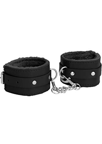 Shots Toys | OUCH! Plush Leather Ankle Cuffs Black