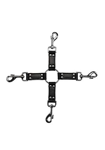 Shots Toys | 4-Way Leather Hogtie Cross Black