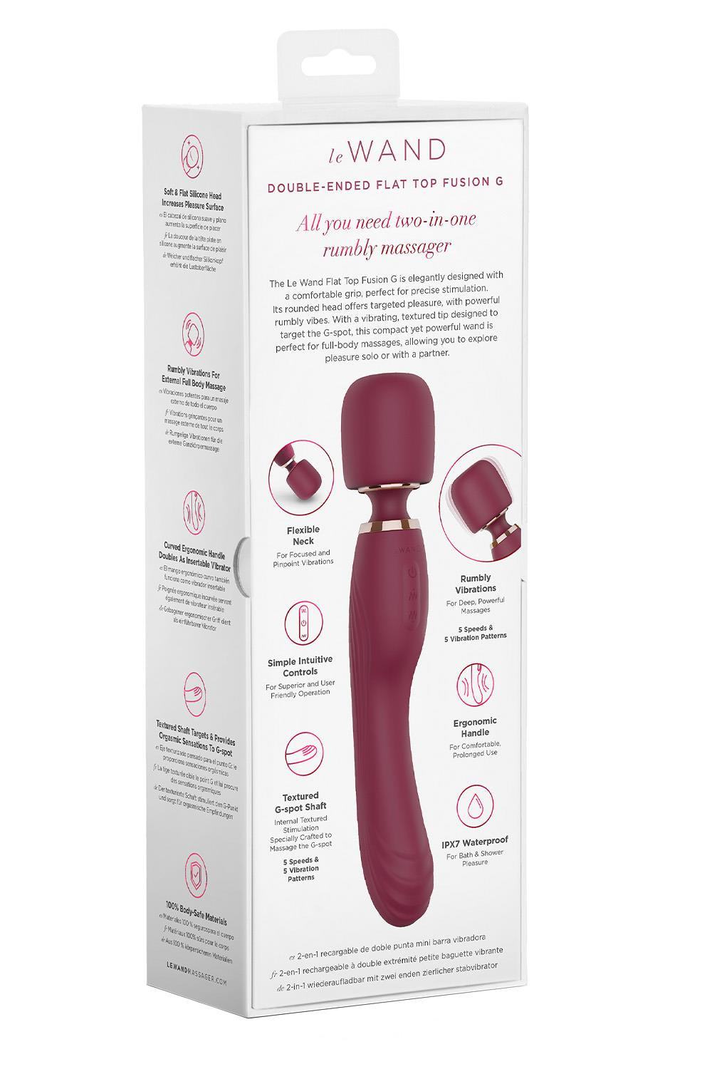 Le Wand Flat Top Fusion G - 2in1 Double Ended Wand Vibrator
