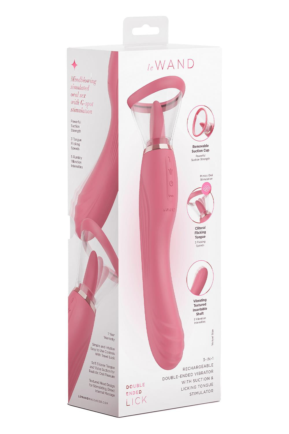 Le Wand Lick - 3-1 Double Ended Vibe With Licking Tongue Stimulator