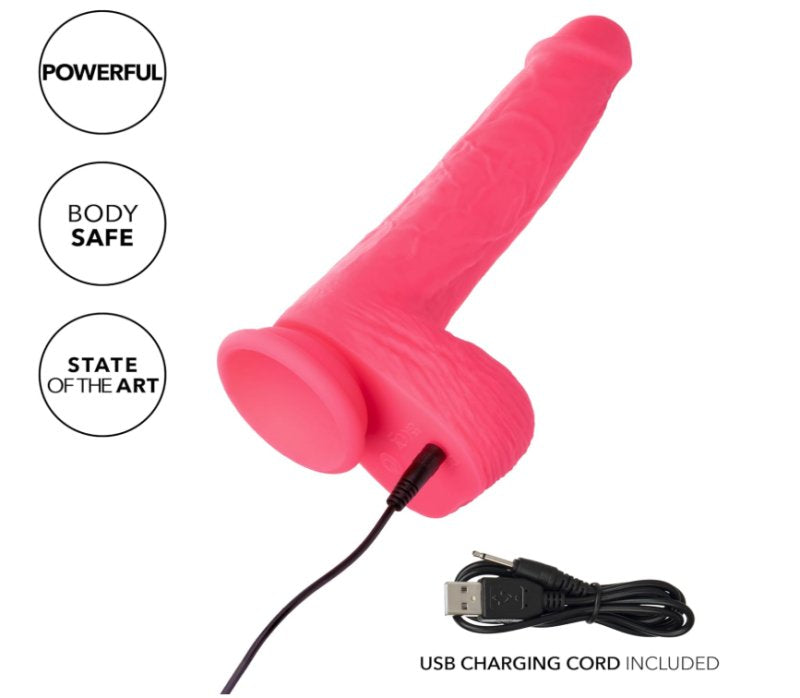 CalExotics Rumbling Thrusting Silicone Studs 7"/17.75cm Vibrating Dildo - Pink