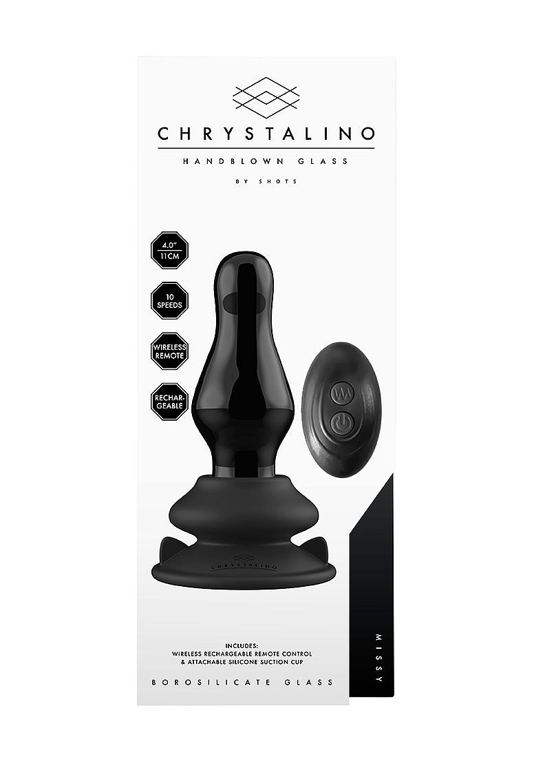 Shots Toys | Missy - Glass Vibrator With Suction Cup and Remote - Black