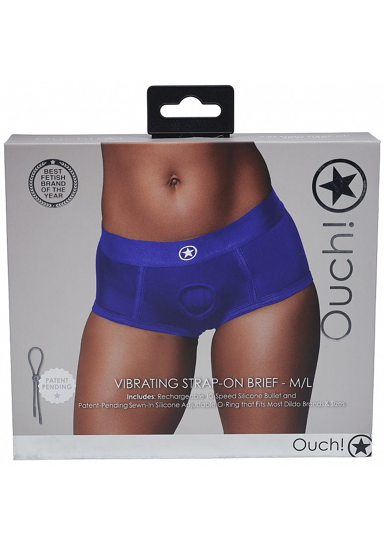 Shots Toys | OUCH! Vibrating Strap-on Boxer - Royal Blue - Size M/L