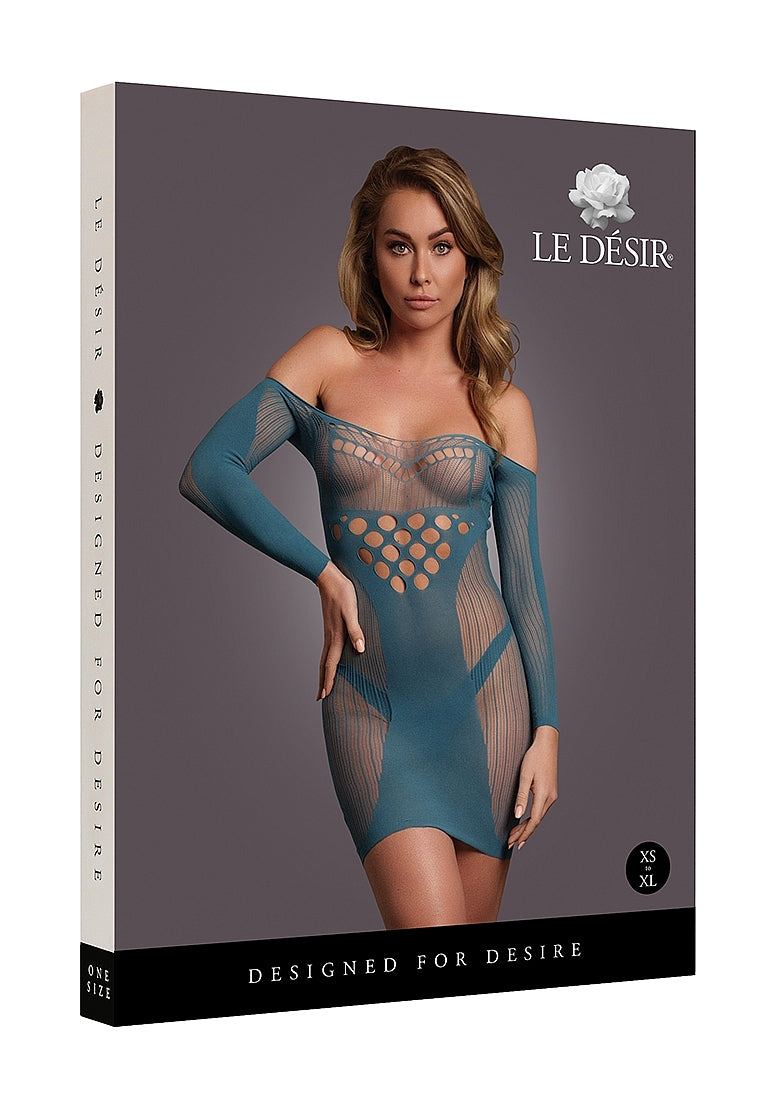 Le Desir Collection Long-Sleeved Net Mini Dress Blue Size OS