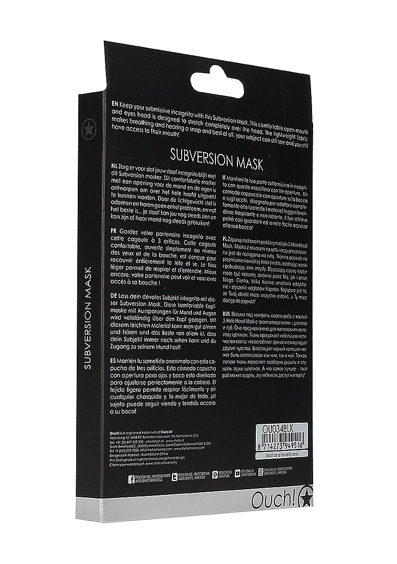 Shots Toys | OUCH! Subversion Mask Hood Black