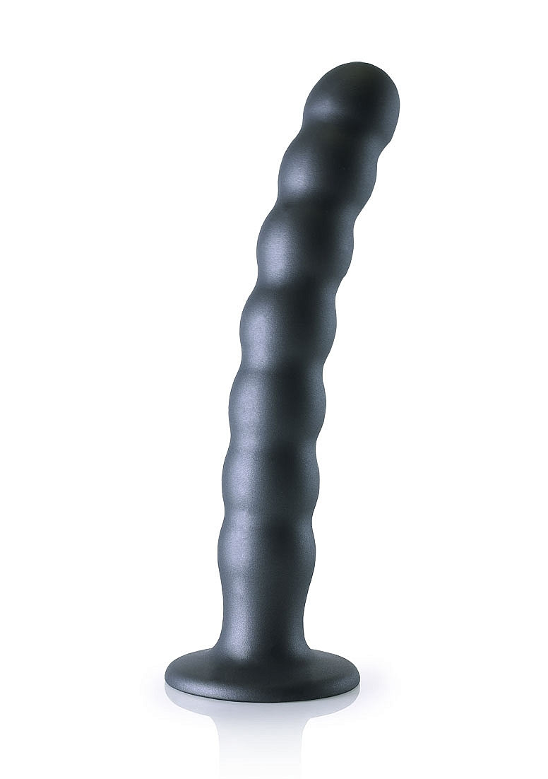 Shots Toys | OUCH! Beaded G-Spot Dildo - 8" / 20.5 cm - Gun Metal
