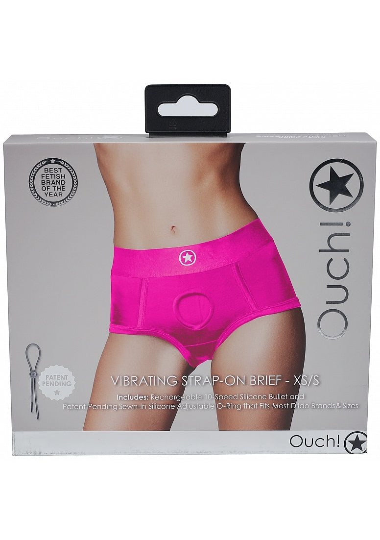 Shots Toys | OUCH! Vibrating Strap-on Boxer - Pink - Size XS/S