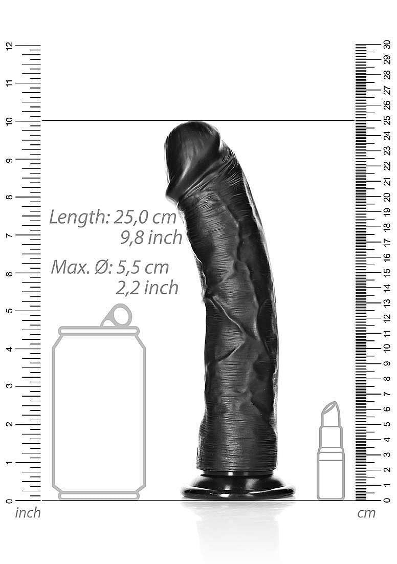 Shots Toys | REALROCK Realistic Regular Curved Dildo Black 23cm (9") Dong