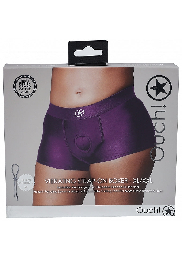 Shots Toys | OUCH! Vibrating Strap-on Boxer - Purple - Size XL/XXL