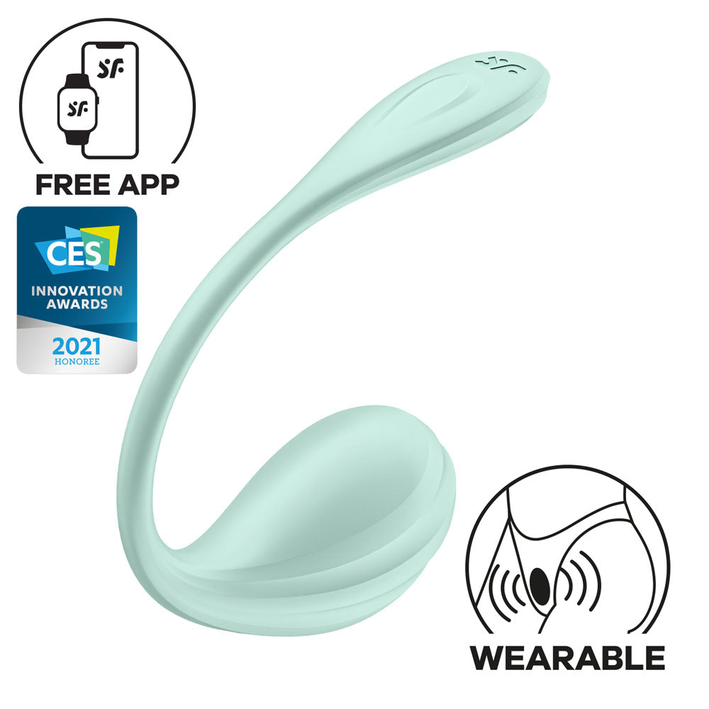 Satisfyer Smooth Petal Mint USB Rechargeable Wearable Stimulator with App Control
