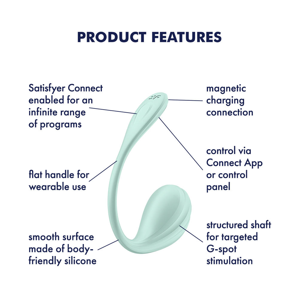 Satisfyer Smooth Petal Mint USB Rechargeable Wearable Stimulator with App Control