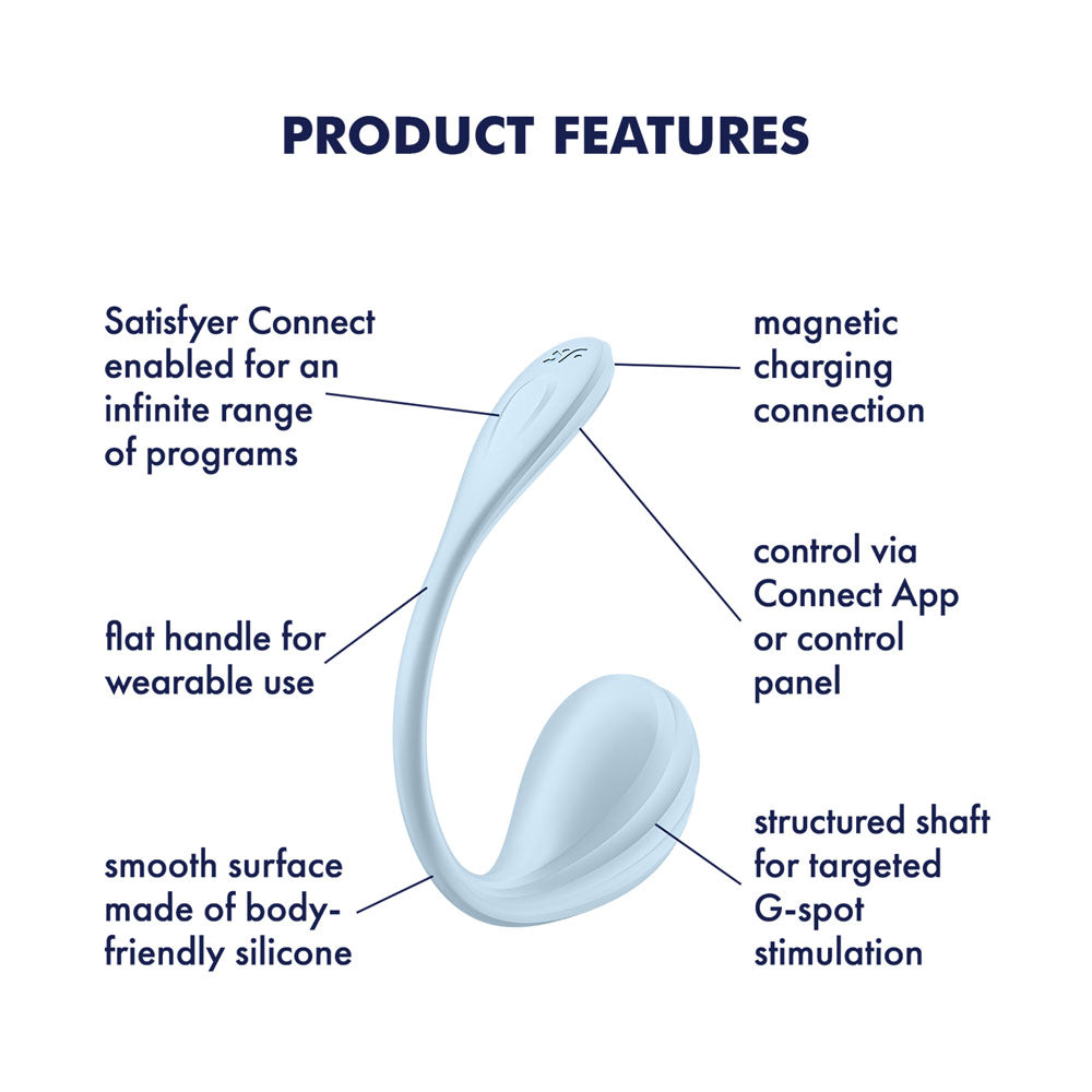 Satisfyer Smooth Petal Light Blue USB Rechargeable Wearable Stimulator with App Control