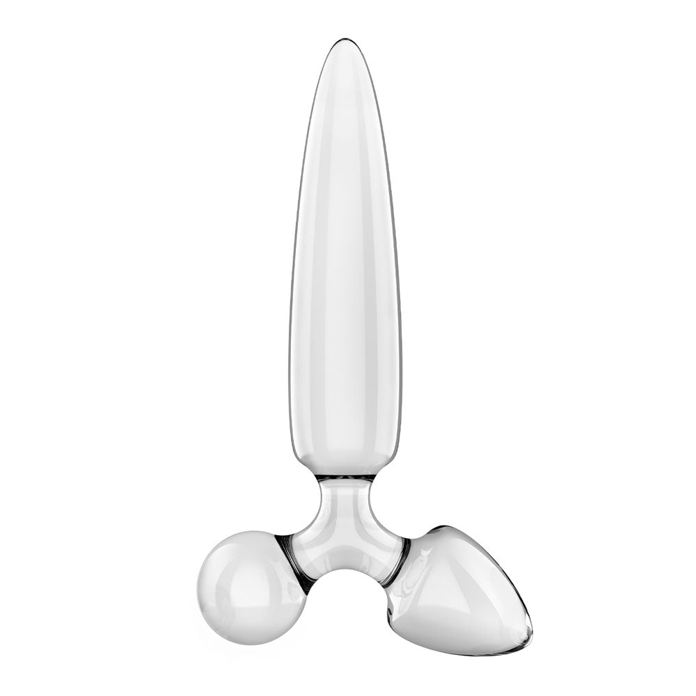 Satisfyer Triple Crystal 1 - Transparent Clear Glass 3-in-1 Dildo & Butt Plug