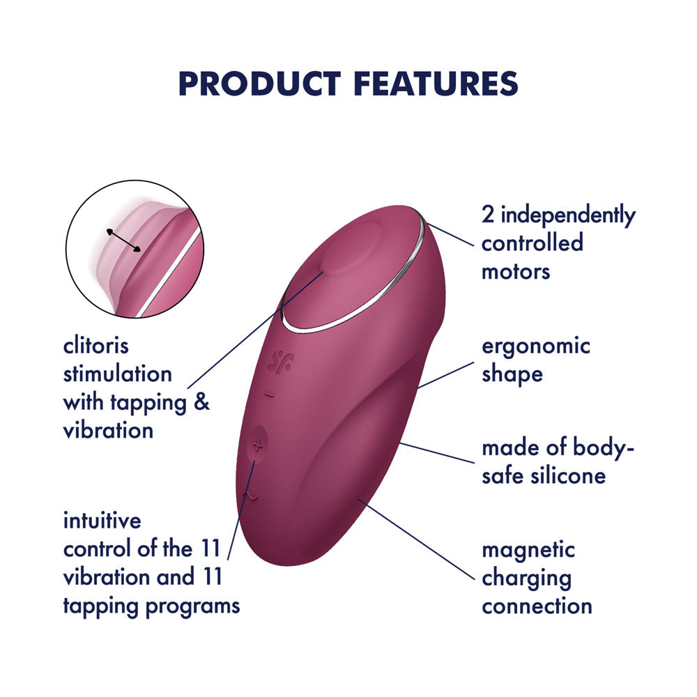 Satisfyer Tap & Climax 1 Red USB Rechargeable Pulsing Tapping Stimulator Vibrator