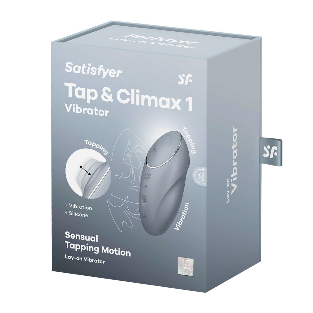 Satisfyer Tap & Climax 1 Blue Grey USB Rechargeable Pulsing Tapping Stimulator Vibrator