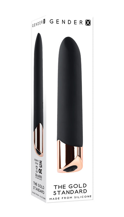 Gender X THE GOLD STANDARD Black/Rose Gold 10 cm USB Rechargeable Bullet Vibrator