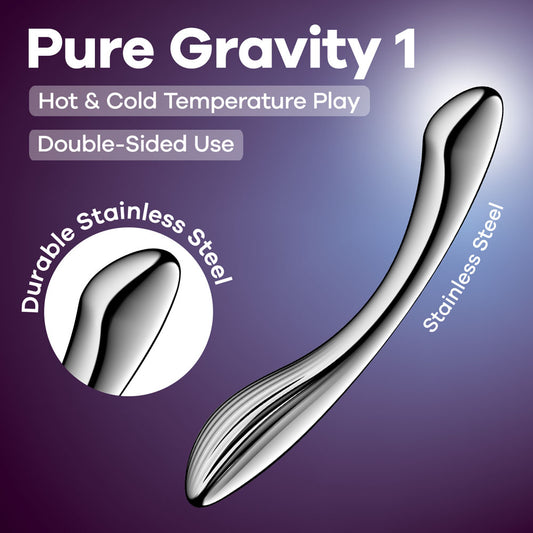 Satisfyer Pure Gravity 1 - Chrome Steel 22cm Dildo
