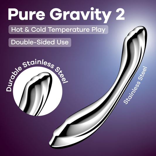 Satisfyer Pure Gravity 2 - Chrome Steel 21cm Dildo