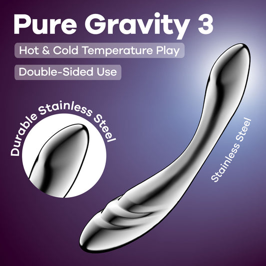 Satisfyer Pure Gravity 3 - Chrome Steel 21cm Dildo