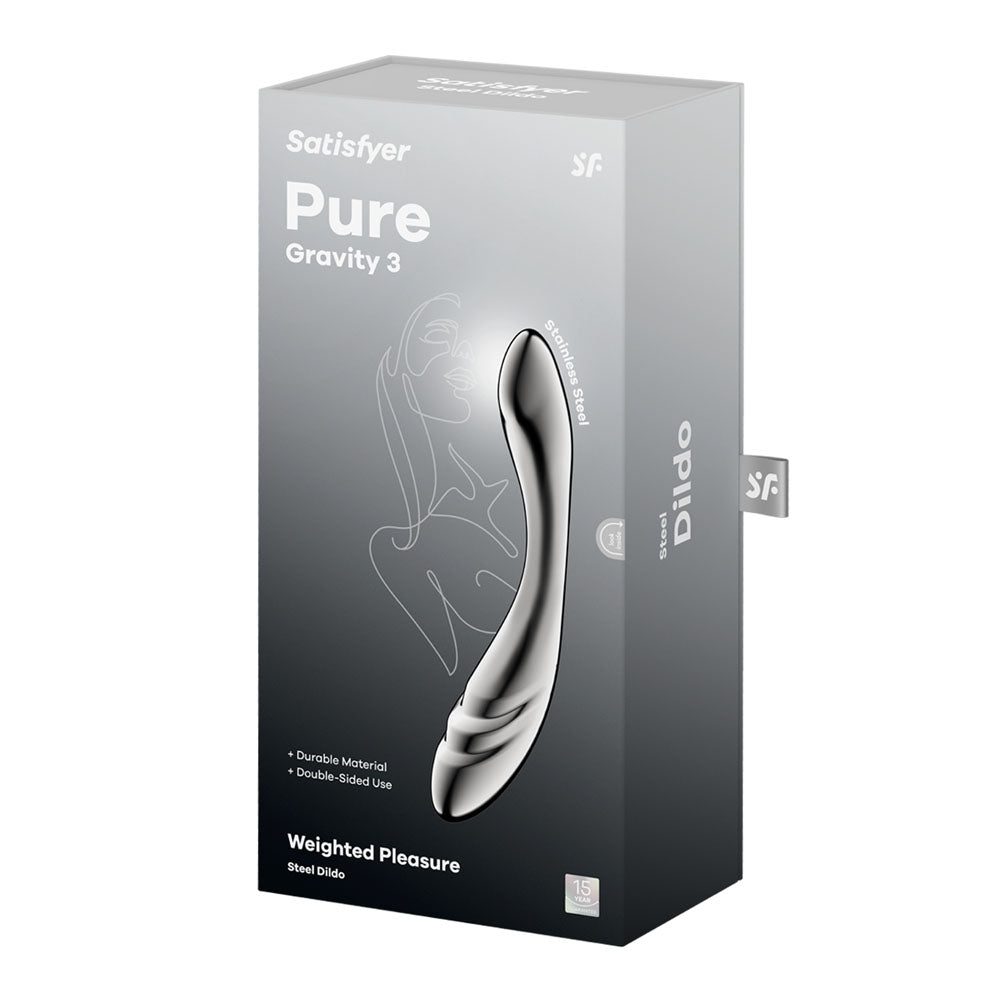 Satisfyer Pure Gravity 3 - Chrome Steel 21cm Dildo