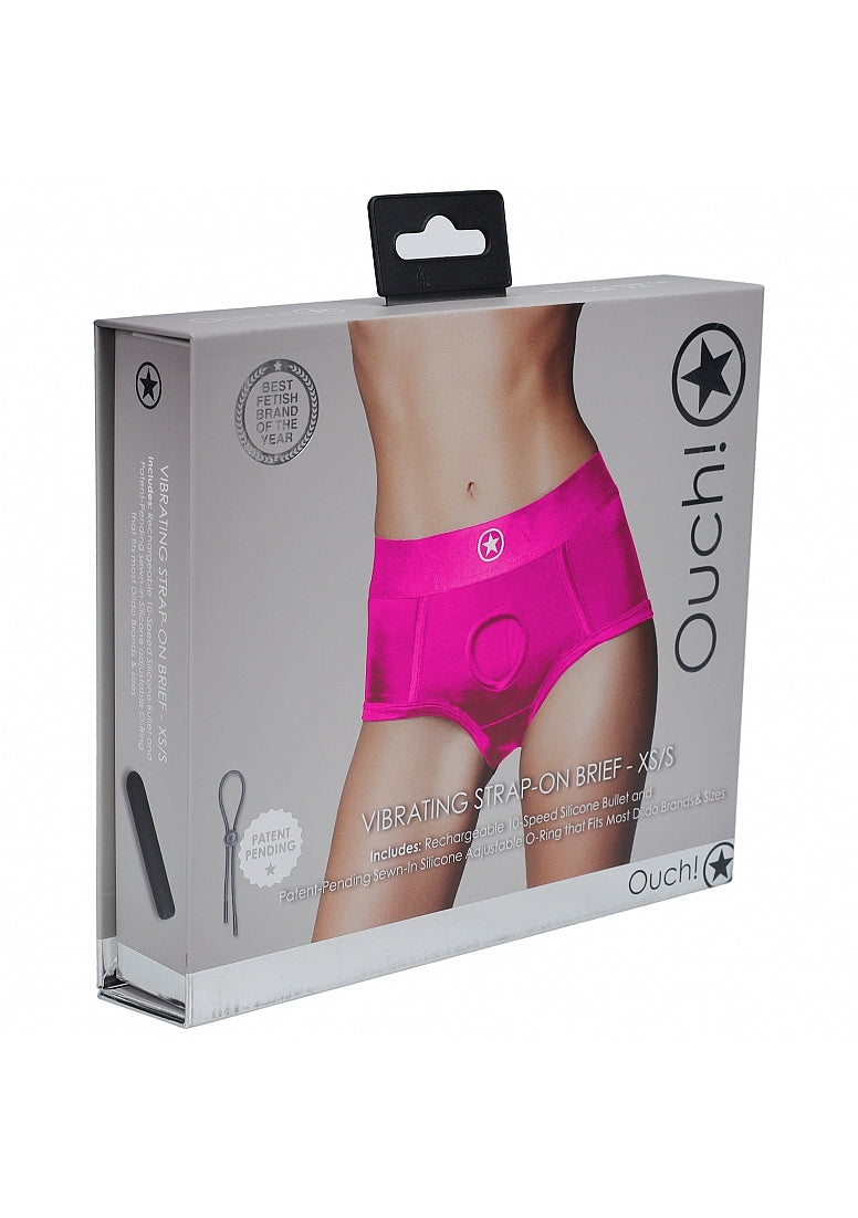 Shots Toys | OUCH! Vibrating Strap-on Boxer - Pink - Size XS/S