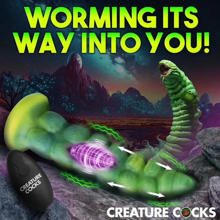 Creature Cocks Squirmer - Green 22.3cm Thrusting Fantasy Dildo