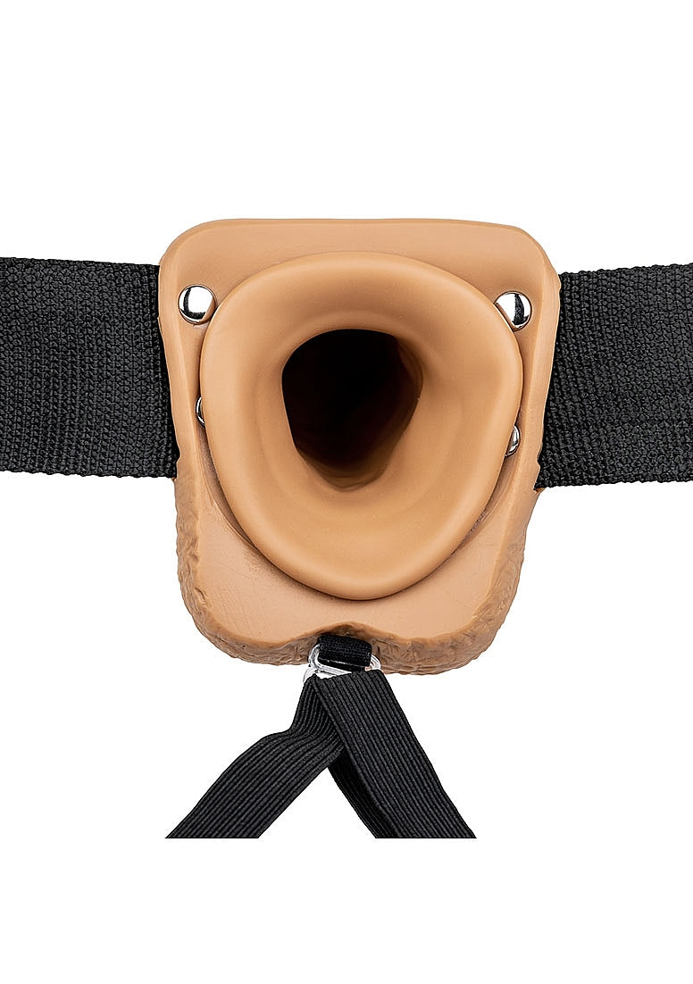 Shots Toys | REALROCK Vibrating Hollow Strap-On + Balls - 9" / 23cm Tan