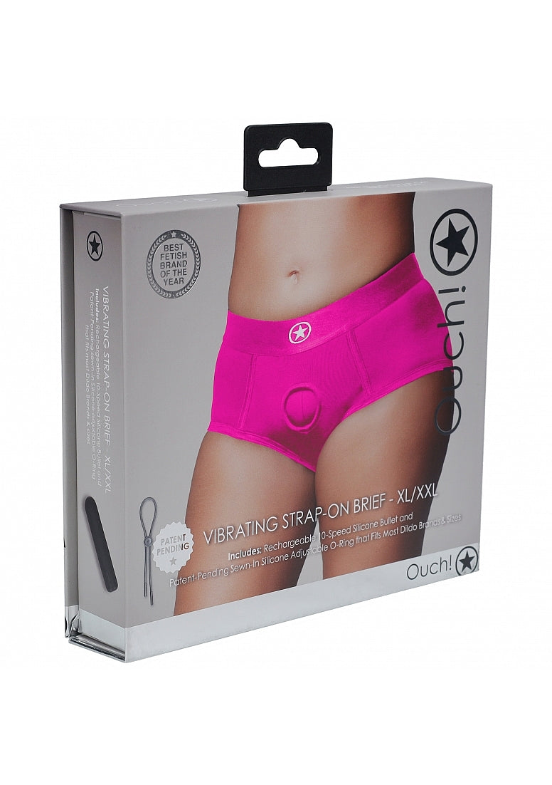 Shots Toys | OUCH! Vibrating Strap-on Boxer - Pink - Size XL/XXL