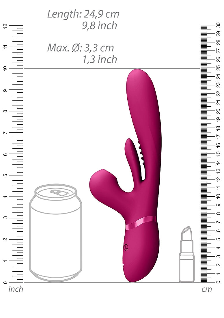 Shots Toys | VIVE Kura Thrusting G-Spot Vibrator Flapping Tongue & Pulse Wave Pink