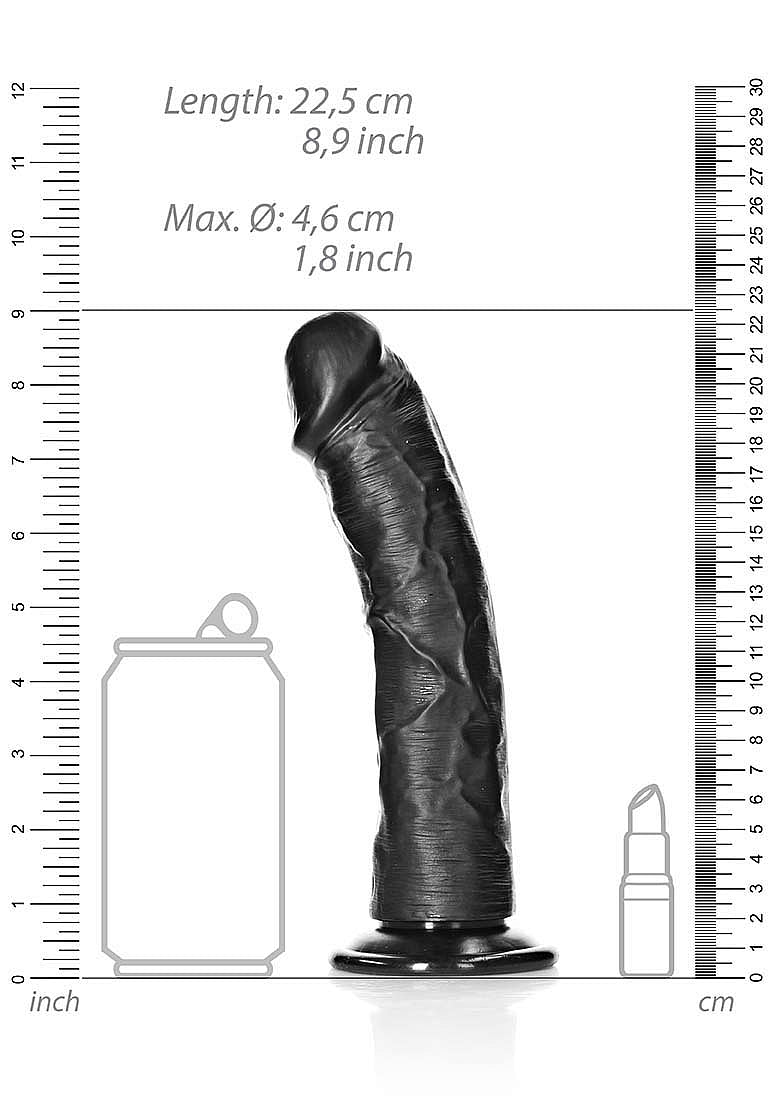 Shots Toys | REALROCK Realistic Regular Curved Dildo - Black 20cm (8") Dong