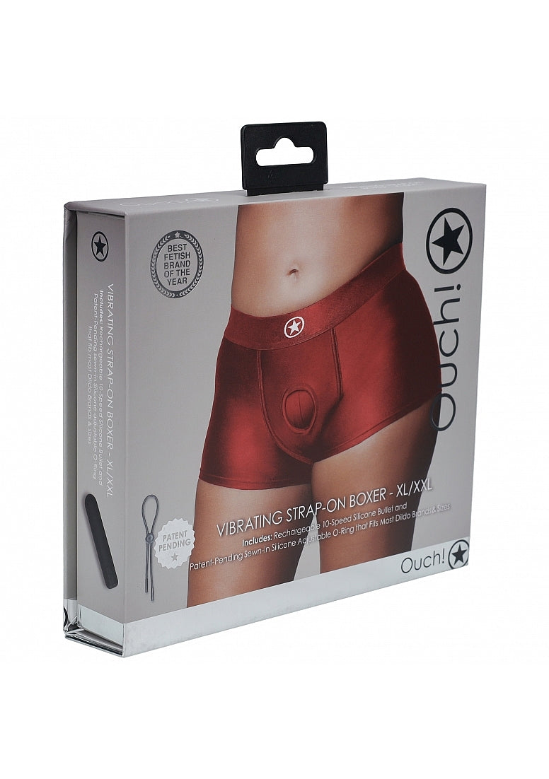 Shots Toys | OUCH! Vibrating Strap-on Boxer - Red - Size XL/XXL