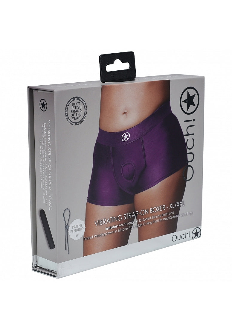 Shots Toys | OUCH! Vibrating Strap-on Boxer - Purple - Size XL/XXL