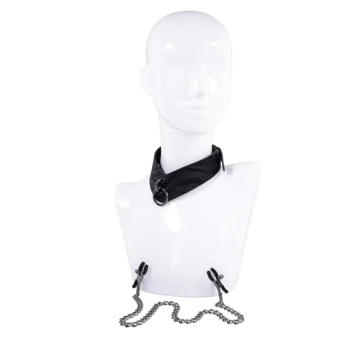 Sportsheets Velvet Noir Collar & Removable Clamps