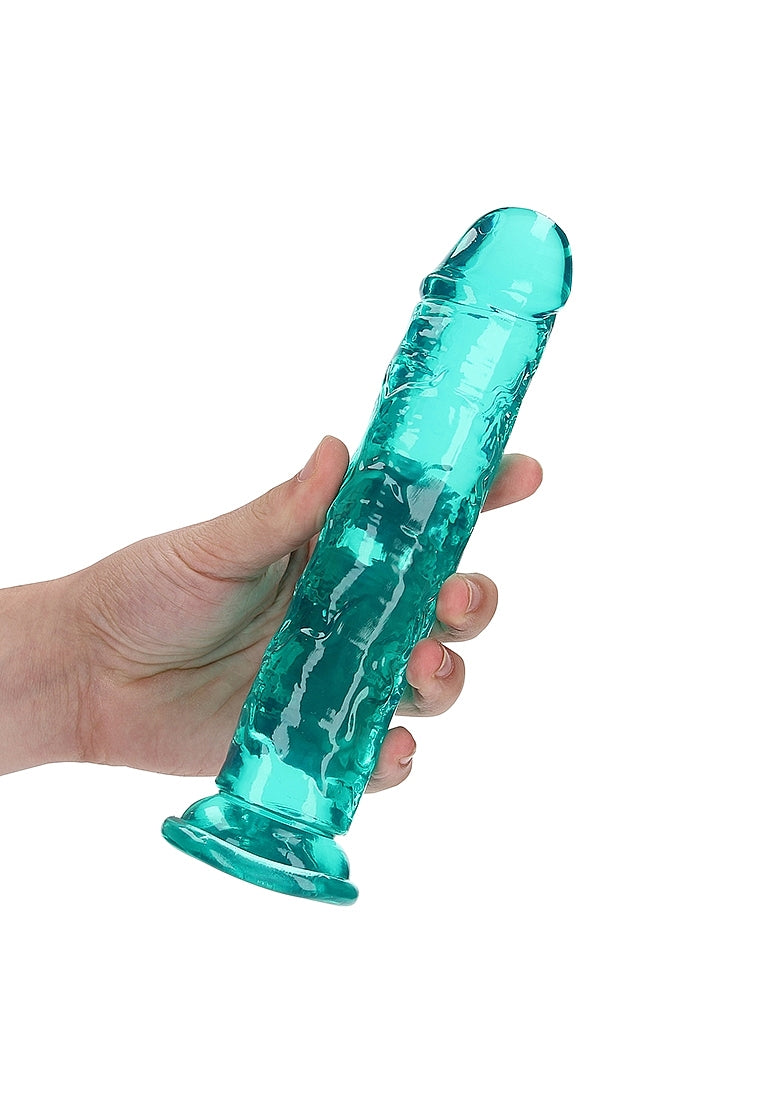 Shots Toys | REALROCK Crystal Clear 8" Straight Dildo No Balls - Turquoise