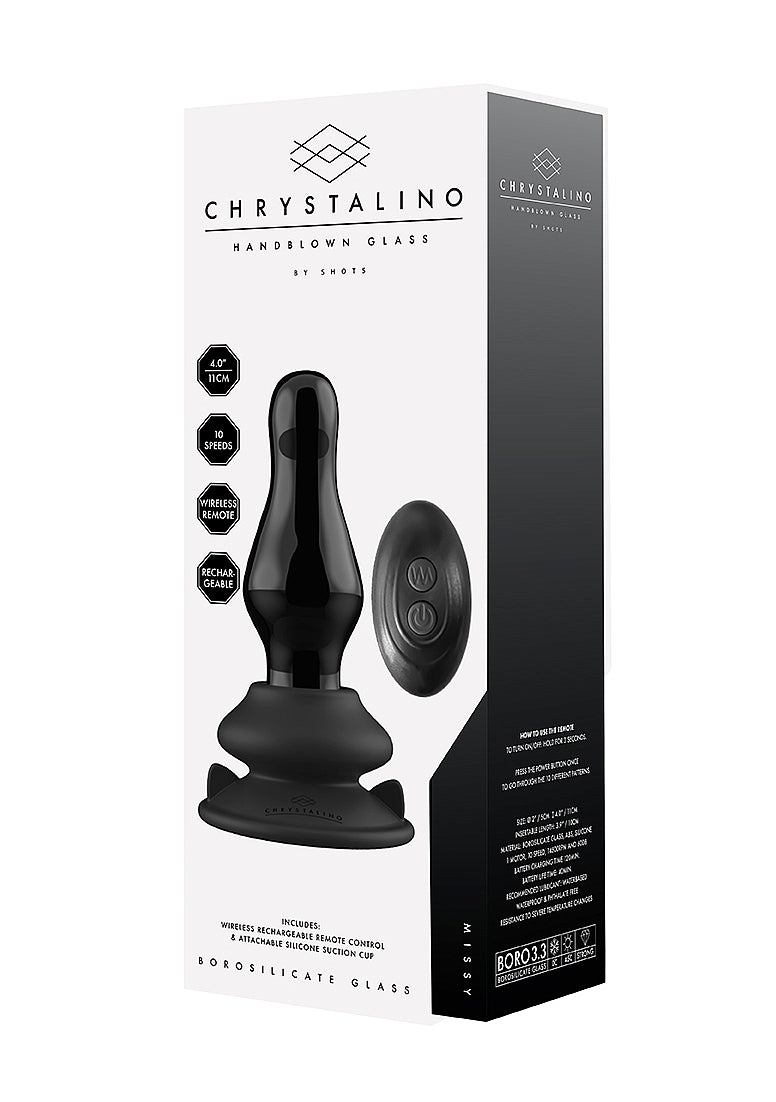 Shots Toys | Missy - Glass Vibrator With Suction Cup and Remote - Black